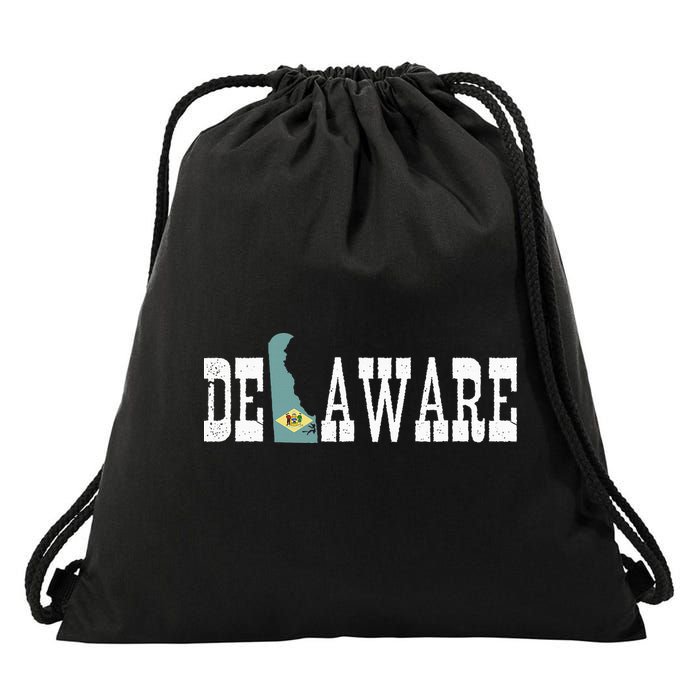 Delaware State And Delaware Flag With Pride For Delaware Drawstring Bag