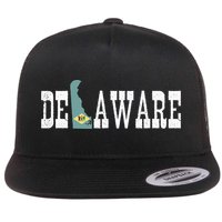 Delaware State And Delaware Flag With Pride For Delaware Flat Bill Trucker Hat
