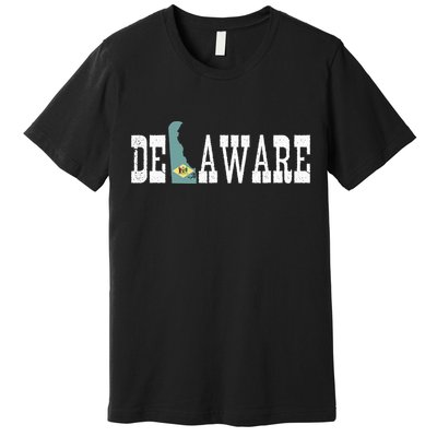 Delaware State And Delaware Flag With Pride For Delaware Premium T-Shirt
