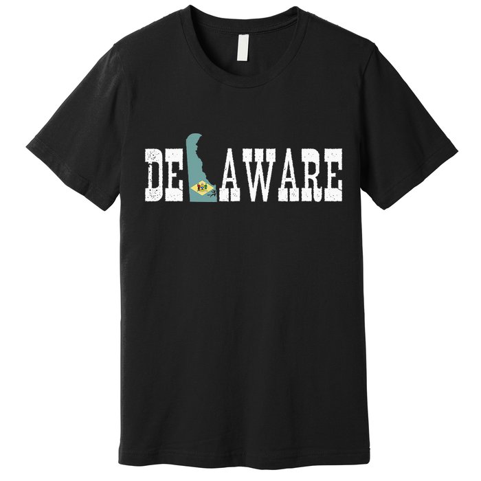 Delaware State And Delaware Flag With Pride For Delaware Premium T-Shirt