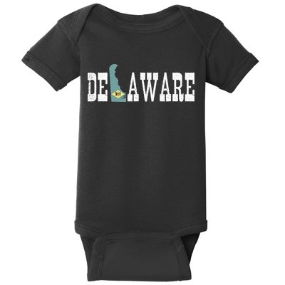 Delaware State And Delaware Flag With Pride For Delaware Baby Bodysuit