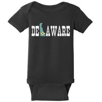 Delaware State And Delaware Flag With Pride For Delaware Baby Bodysuit
