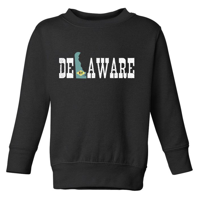 Delaware State And Delaware Flag With Pride For Delaware Toddler Sweatshirt