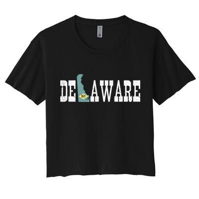 Delaware State And Delaware Flag With Pride For Delaware Crop Top