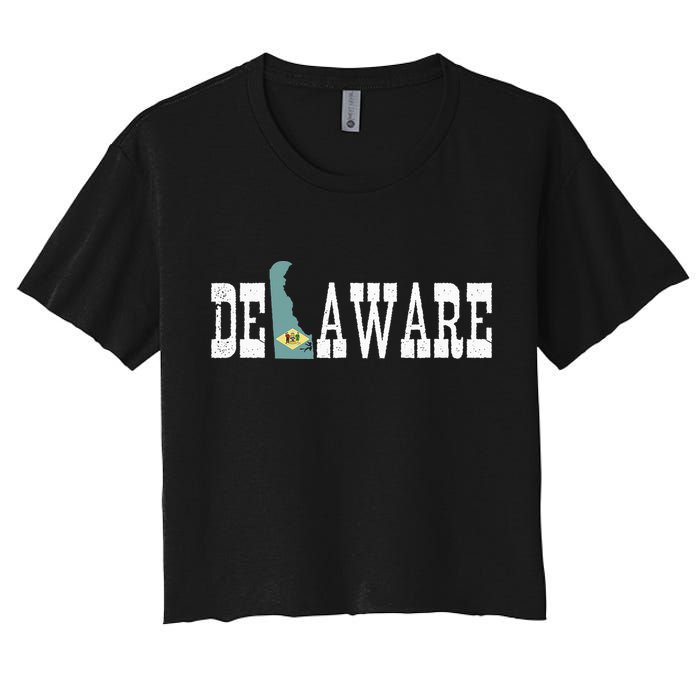Delaware State And Delaware Flag With Pride For Delaware Crop Top