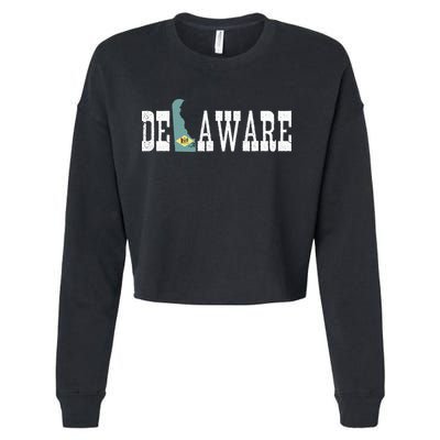 Delaware State And Delaware Flag With Pride For Delaware Cropped Pullover Crew