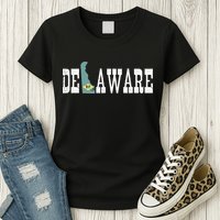 Delaware State And Delaware Flag With Pride For Delaware Womens T-Shirt