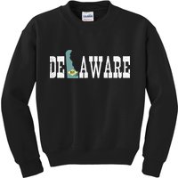 Delaware State And Delaware Flag With Pride For Delaware Kids Sweatshirt