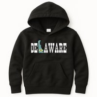 Delaware State And Delaware Flag With Pride For Delaware Kids Hoodie
