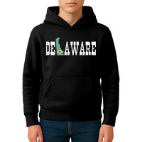 Delaware State And Delaware Flag With Pride For Delaware Kids Hoodie