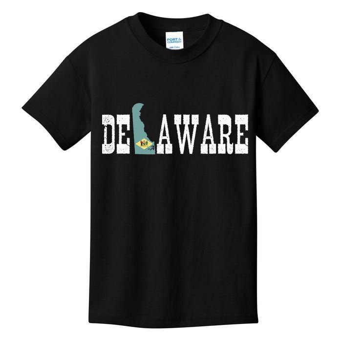 Delaware State And Delaware Flag With Pride For Delaware Kids T-Shirt