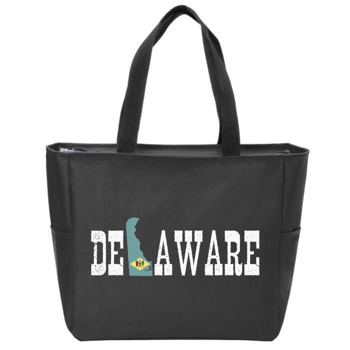 Delaware State And Delaware Flag With Pride For Delaware Zip Tote Bag