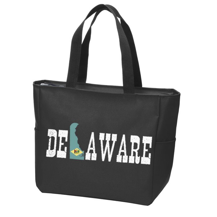 Delaware State And Delaware Flag With Pride For Delaware Zip Tote Bag