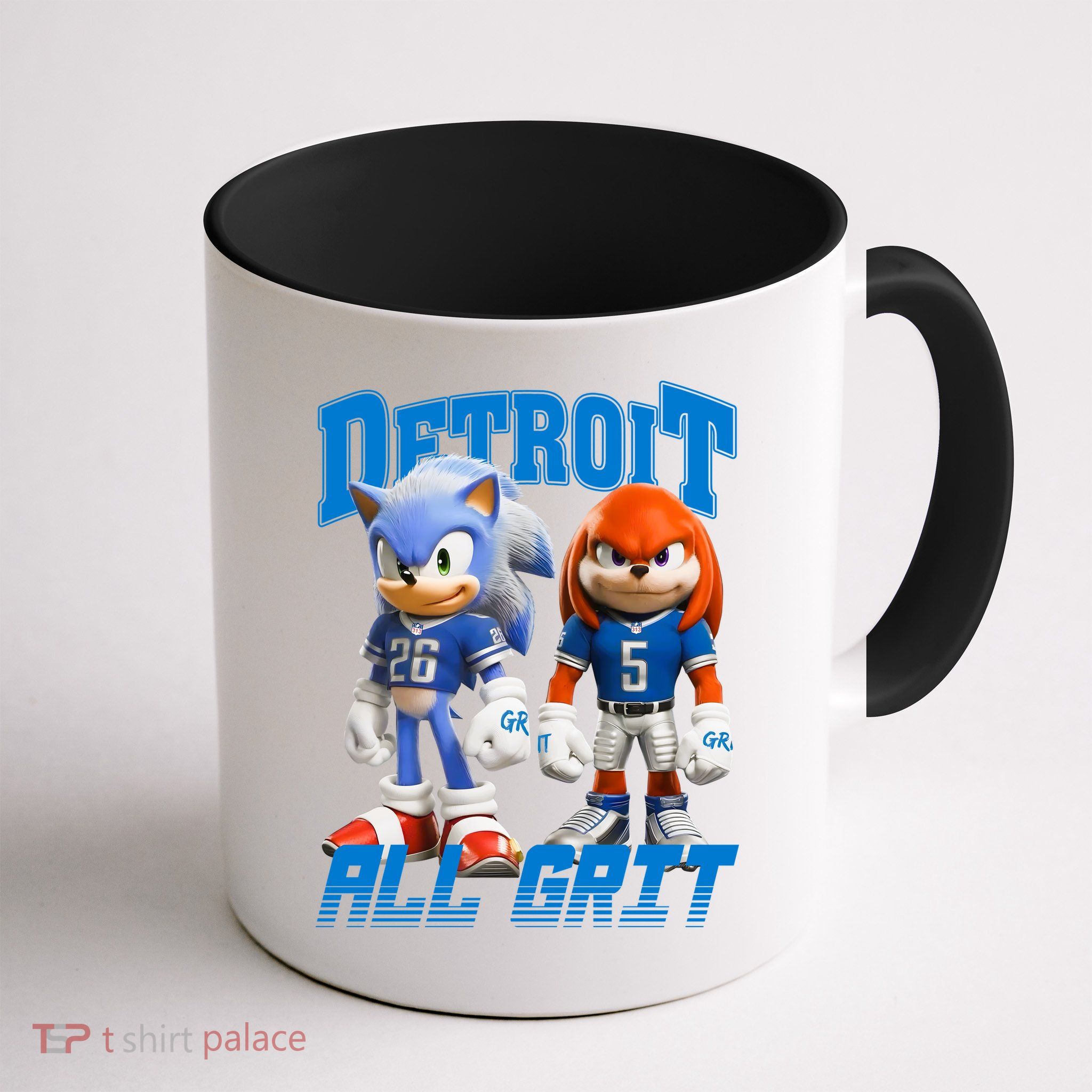 Detroit Sonic And Knuckles All Grit Football Coffee Mug