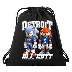 Detroit Sonic And Knuckles All Grit Football Drawstring Bag