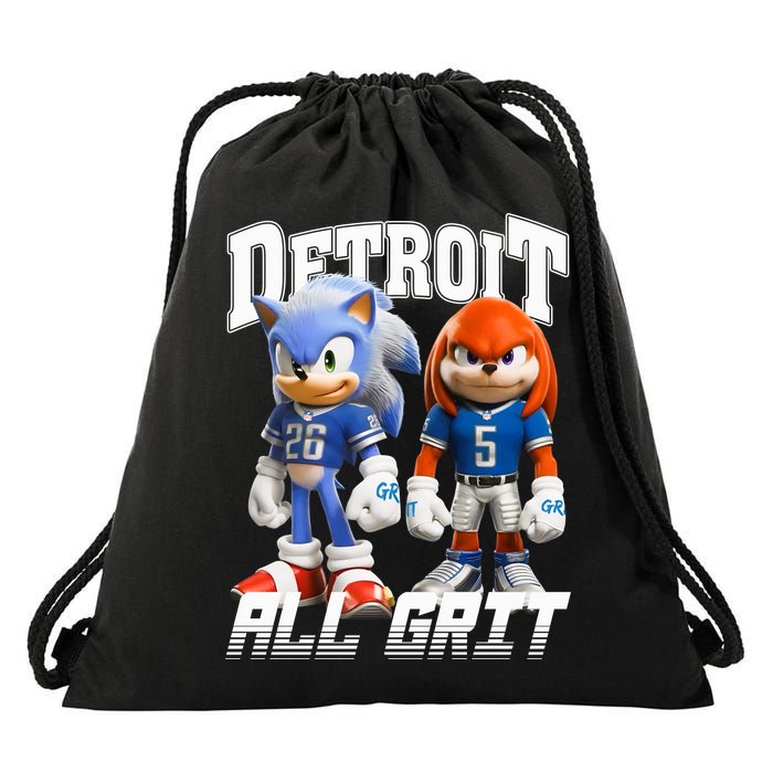 Detroit Sonic And Knuckles All Grit Football Drawstring Bag