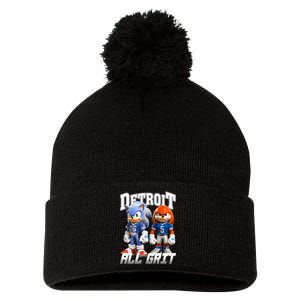 Detroit Sonic And Knuckles All Grit Football Pom Pom 12in Knit Beanie