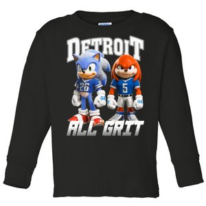 Detroit Sonic And Knuckles All Grit Football Toddler Long Sleeve Shirt