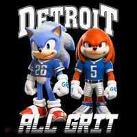 Detroit Sonic And Knuckles All Grit Football Ladies Long Sleeve Shirt