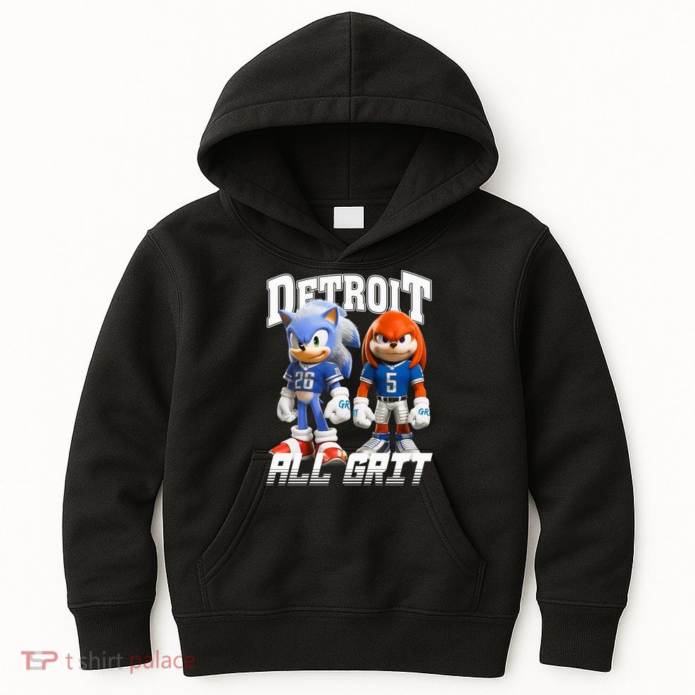 Detroit Sonic And Knuckles All Grit Football Kids Hoodie