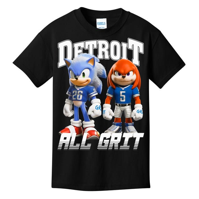 Detroit Sonic And Knuckles All Grit Football Kids T-Shirt