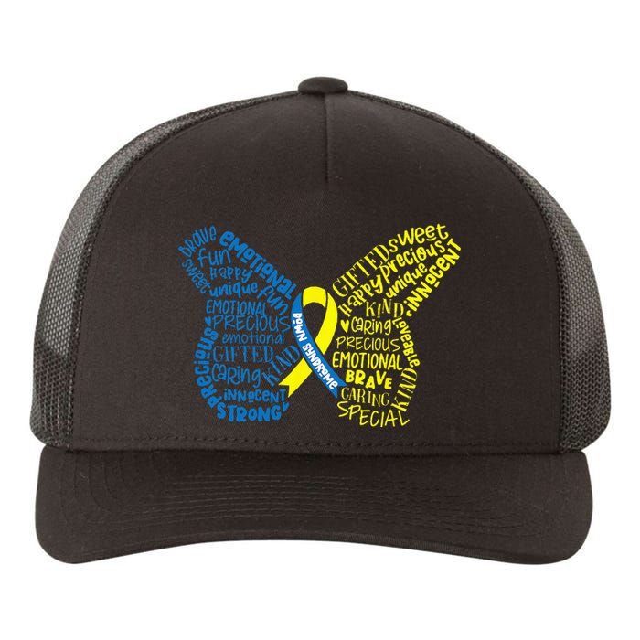 Down Syndrome Awareness Month Butterfly Word Cloud Yupoong Adult 5-Panel Trucker Hat