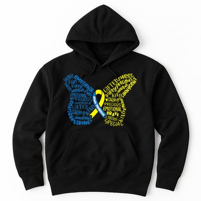 Down Syndrome Awareness Month Butterfly Word Cloud Hoodie