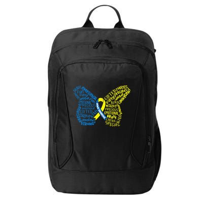 Down Syndrome Awareness Month Butterfly Word Cloud City Backpack
