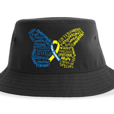 Down Syndrome Awareness Month Butterfly Word Cloud Sustainable Bucket Hat