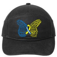 Down Syndrome Awareness Month Butterfly Word Cloud 7-Panel Snapback Hat