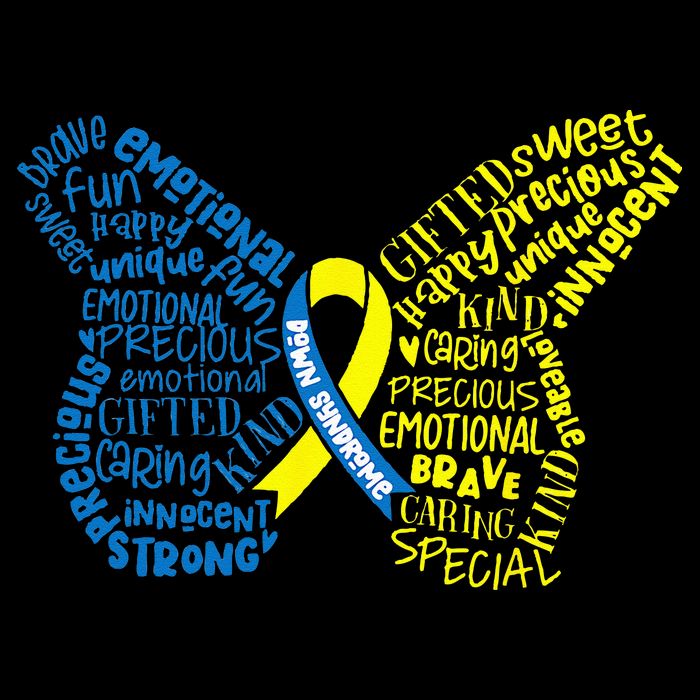 Down Syndrome Awareness Month Butterfly Word Cloud 7-Panel Snapback Hat