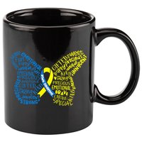 Down Syndrome Awareness Month Butterfly Word Cloud 11oz C Handle Ceramic Mug