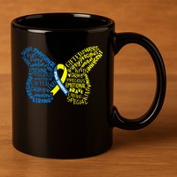 Down Syndrome Awareness Month Butterfly Word Cloud 11oz C Handle Ceramic Mug