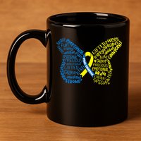 Down Syndrome Awareness Month Butterfly Word Cloud 11oz C Handle Ceramic Mug