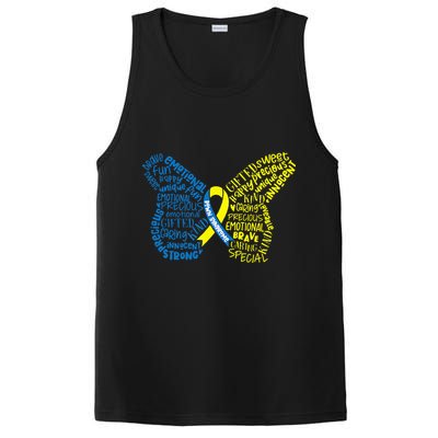 Down Syndrome Awareness Month Butterfly Word Cloud PosiCharge Competitor Tank