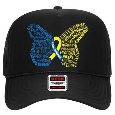 Down Syndrome Awareness Month Butterfly Word Cloud Trucker Hat