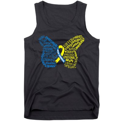 Down Syndrome Awareness Month Butterfly Word Cloud Tank Top