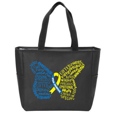 Down Syndrome Awareness Month Butterfly Word Cloud Zip Tote Bag