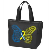 Down Syndrome Awareness Month Butterfly Word Cloud Zip Tote Bag
