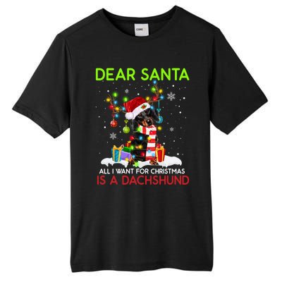 Dear Santa All I Want For Christmas Is A Dachshund Christmas Gift Tall Fusion ChromaSoft Performance T-Shirt