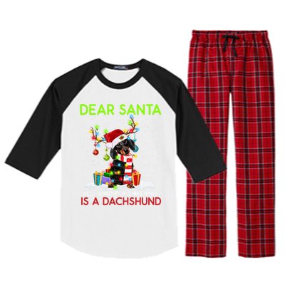 Dear Santa All I Want For Christmas Is A Dachshund Christmas Gift Raglan Sleeve Pajama Set