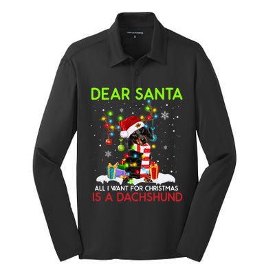 Dear Santa All I Want For Christmas Is A Dachshund Christmas Gift Silk Touch Performance Long Sleeve Polo