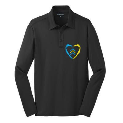 Down Syndrome Awareness Arrows Trisomy 21 T21 Silk Touch Performance Long Sleeve Polo