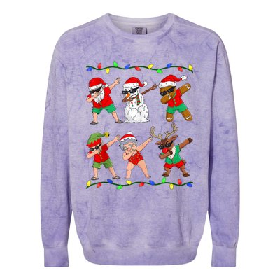 Dabbing Santa And Friends Christmas In July Xmas Colorblast Crewneck Sweatshirt