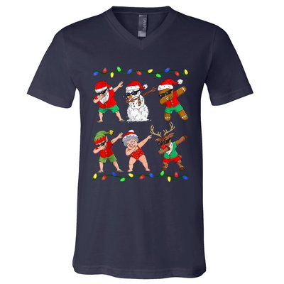 Dabbing Santa And Friends Christmas In July Xmas V-Neck T-Shirt