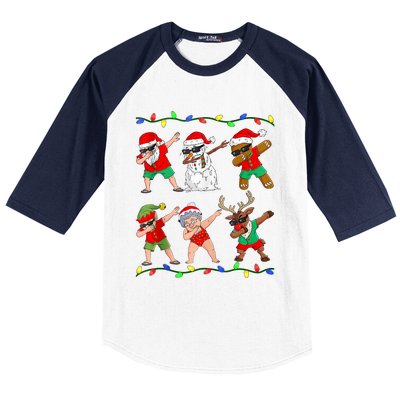 Dabbing Santa And Friends Christmas In July Xmas Baseball Sleeve Shirt