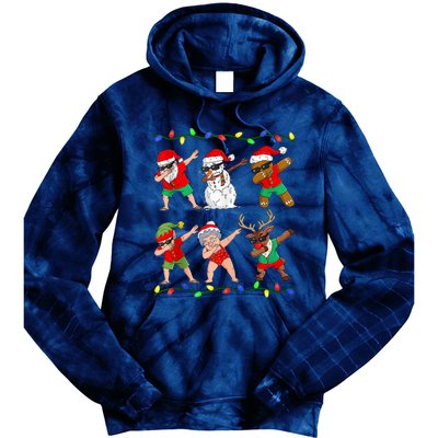 Dabbing Santa And Friends Christmas In July Xmas Tie Dye Hoodie