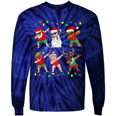 Dabbing Santa And Friends Christmas In July Xmas Tie-Dye Long Sleeve Shirt