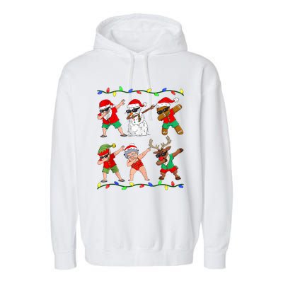 Dabbing Santa And Friends Christmas In July Xmas Garment-Dyed Fleece Hoodie