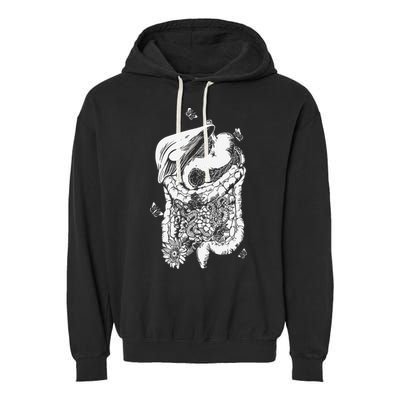 Digestive System Anatomy Flower GI Nurse Gastroenterology Garment-Dyed Fleece Hoodie